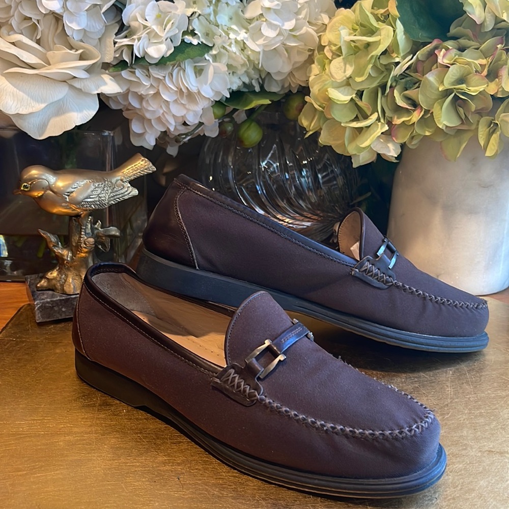 Salvatore Ferragamo Leather and Twill Canvas Loafer